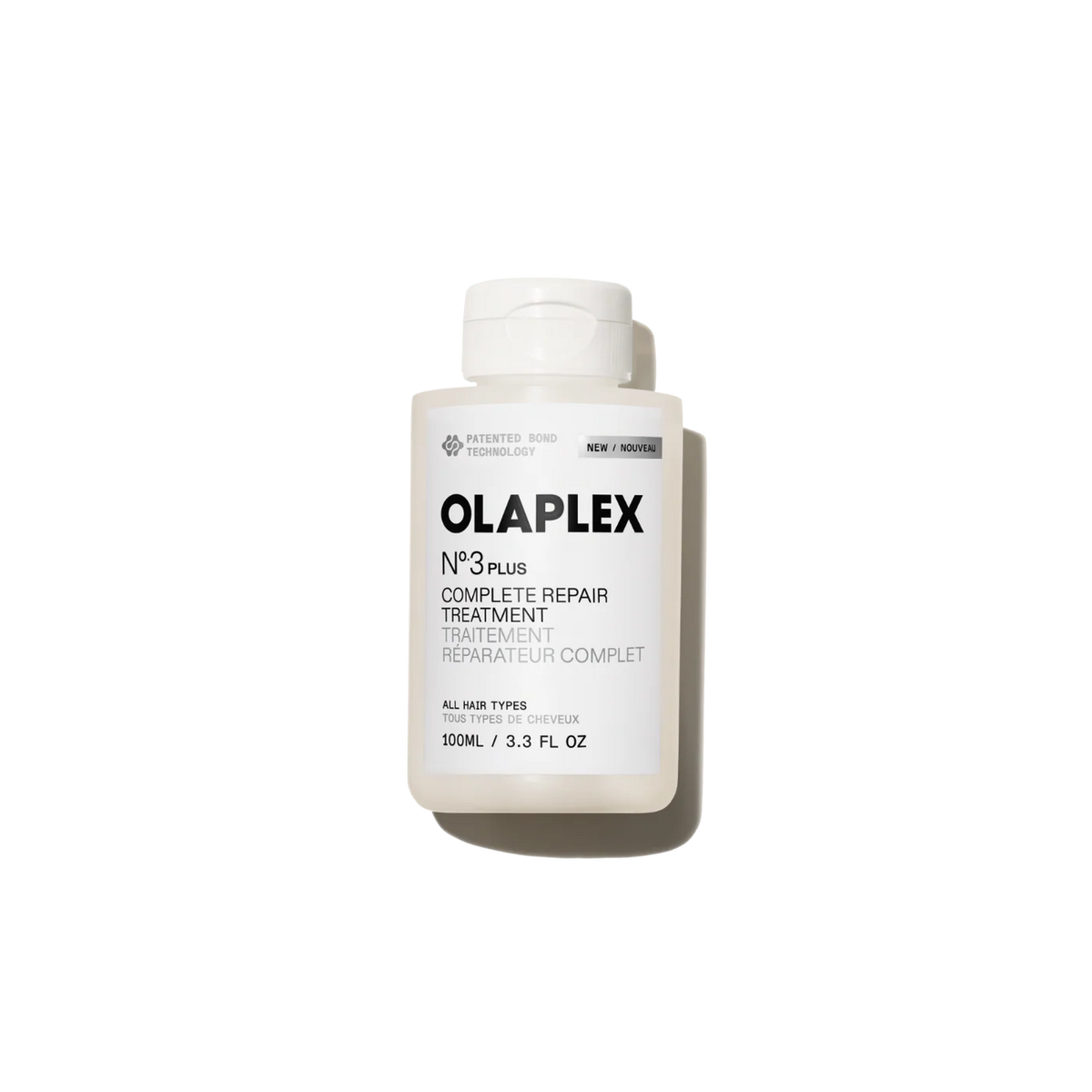 Front of OLAPLEX No.3PLUS Complete Repair Treatment 100 ml bottle