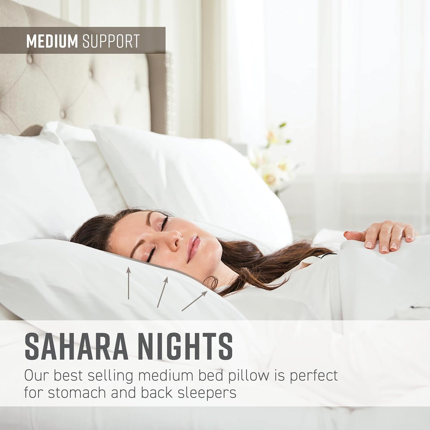 Sobel Westex: Sahara Nights Bed Pillow Soft, Hypoallergenic, Gel Fiber Fill | Perfect for Back and Stomach Sleepers