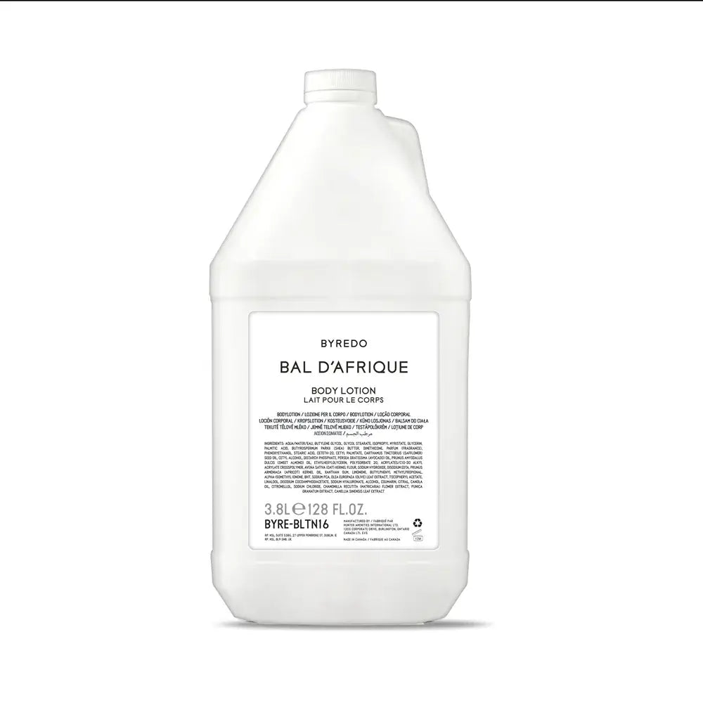 Byredo Bath & Body Refill 4 Piece Set - Bal d'Afrique Body Lotion in a large refill container.