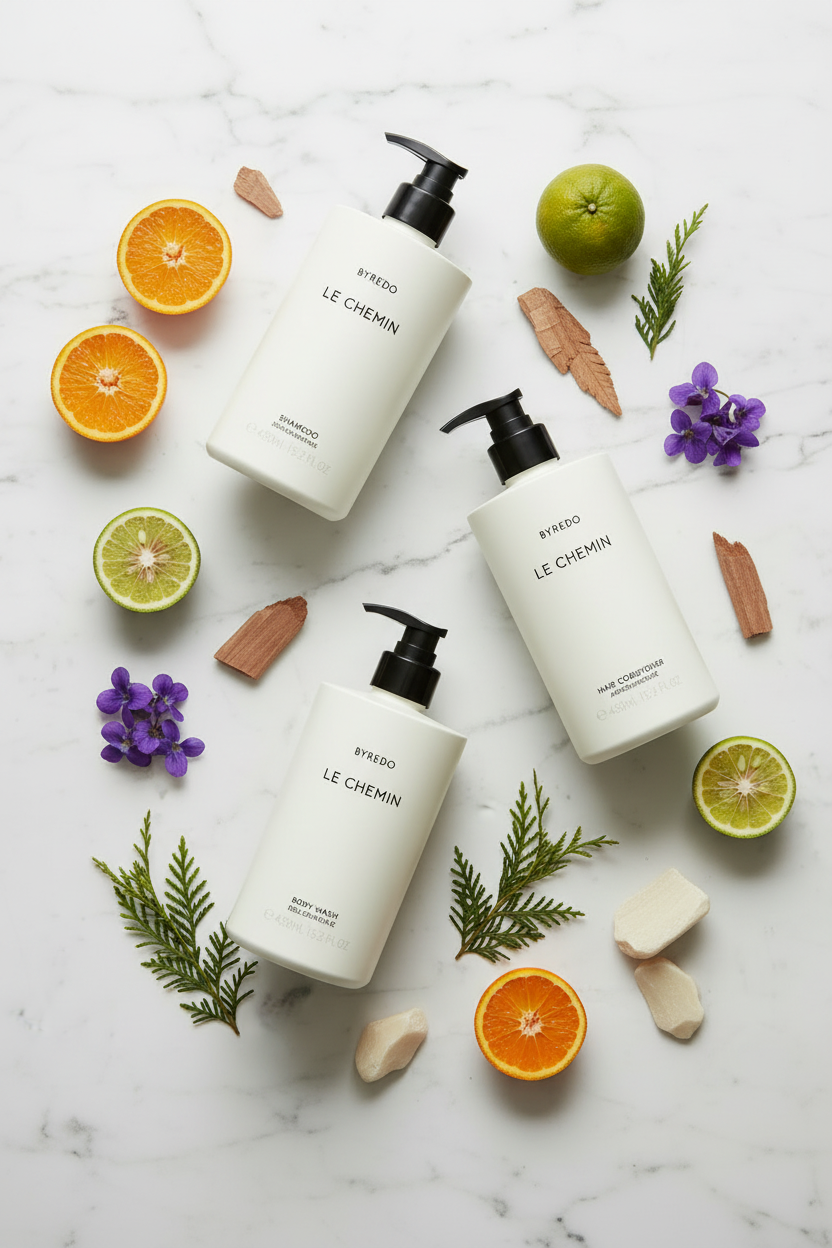 Le Chemin 3 Bottles Flat Lay