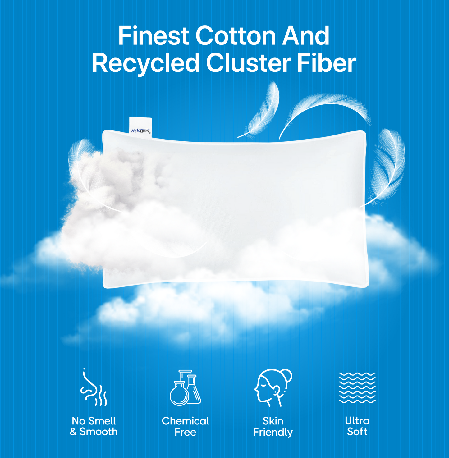 Wyndham Hotels WYNREST Gel Pillow made with cotton and recycled cluster fiber, promoting comfort and eco-friendliness.