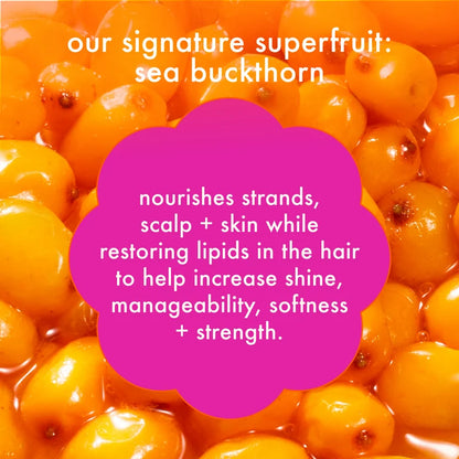 sea buckthorn ingredient in amika superfruit star helps nourish hair and support shine