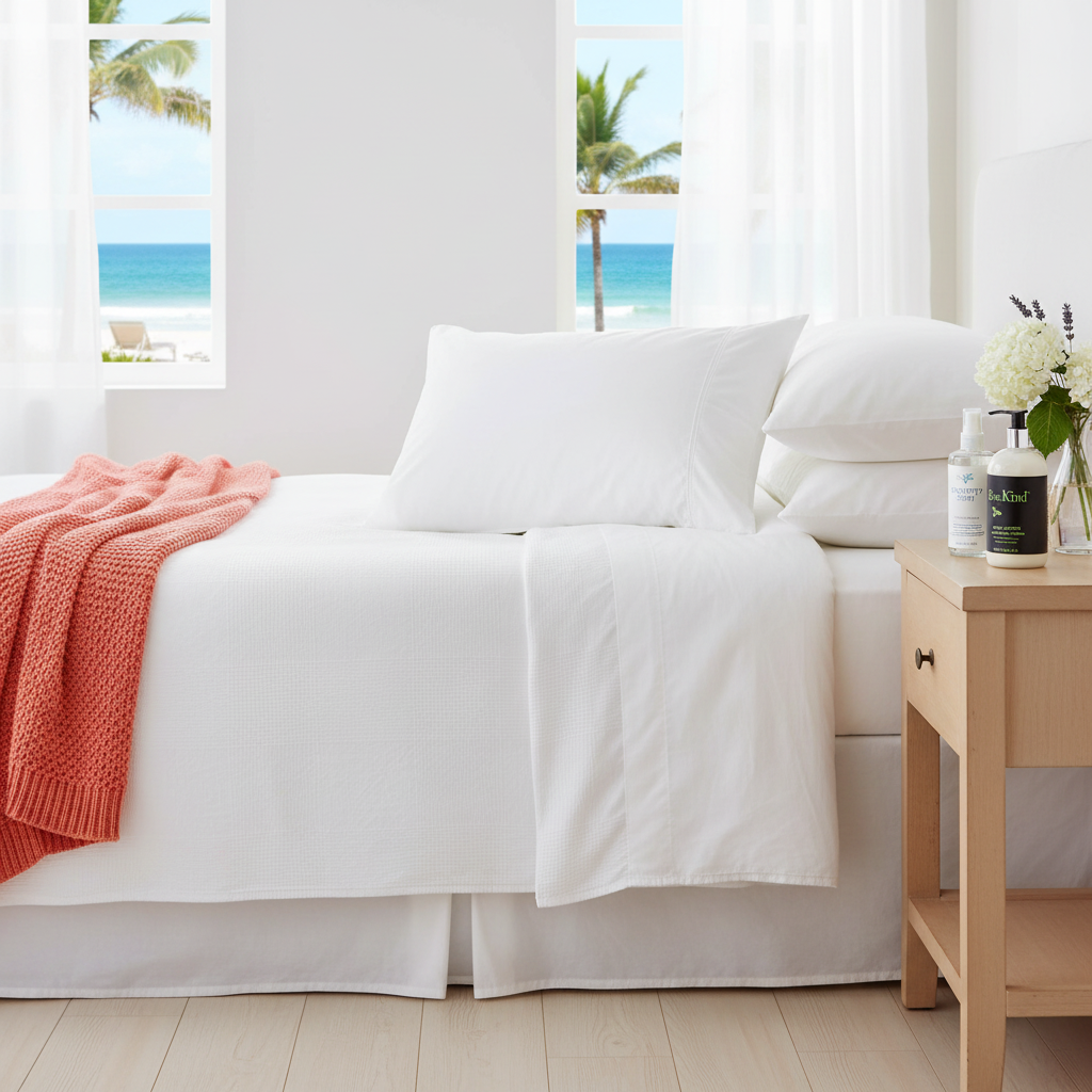 1. AIRBNB - coastal rental, 5-star reviews, IHG Firm, IHG Loves to be washed, Resort pillows, best firm pillow, vacation pillows, bee kind body lotion, sleep spray, ocean get away, beach views, 
