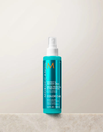 Turquoise Moroccanoil Protect & Prevent color care spray 160 ml bottle with white nozzle