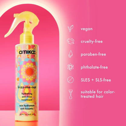 amika frizz-me-not product features and formula claims