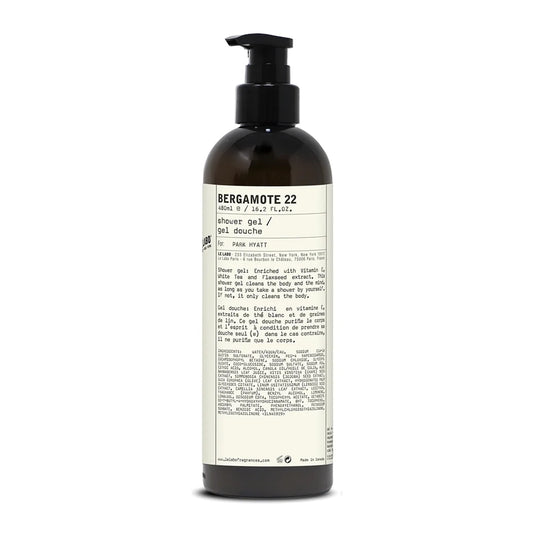 Le Labo Bergamote 22 Shower Gel bottle featuring luxurious cleansing properties.