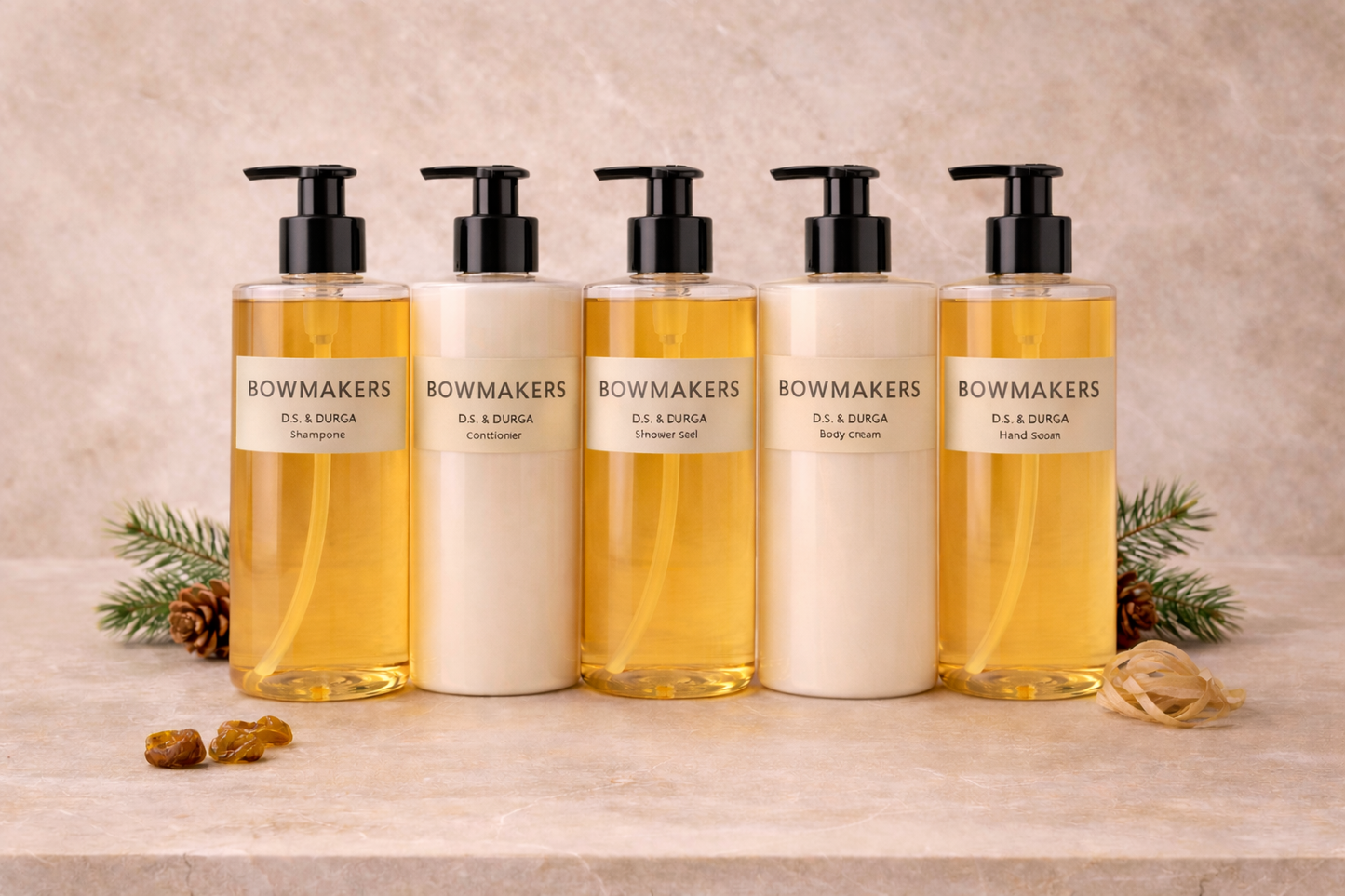 D.S. & Durga Full 5 Piece Set showcasing the Bowmakers bath and body collection on a neutral surface