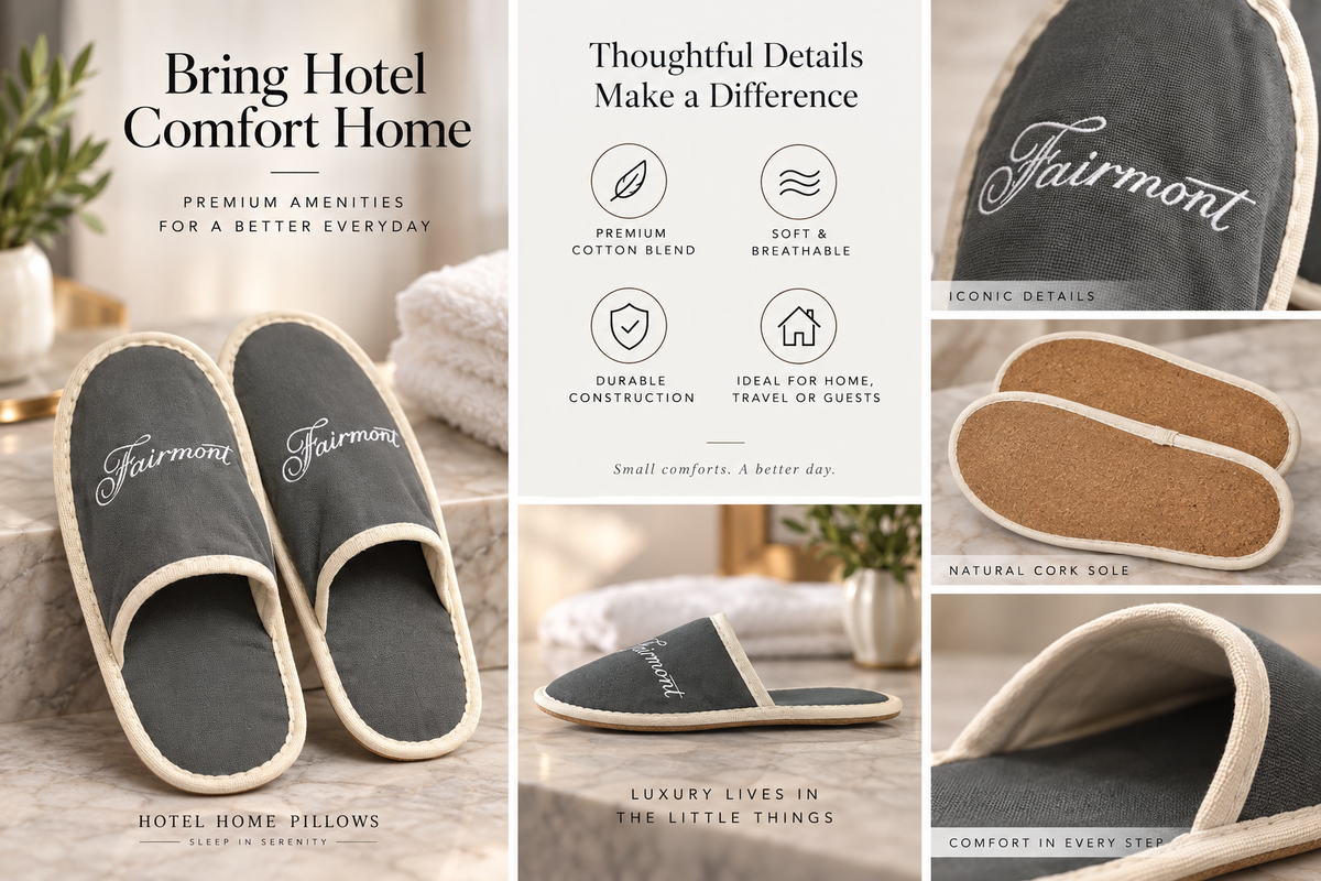 Fairmont Hotel Slippers – Unisex, Fits Men’s Sizes Up to 10
