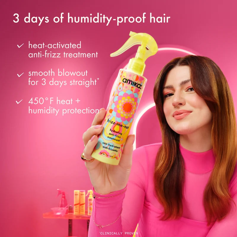 amika frizz-me-not benefits and claims graphic