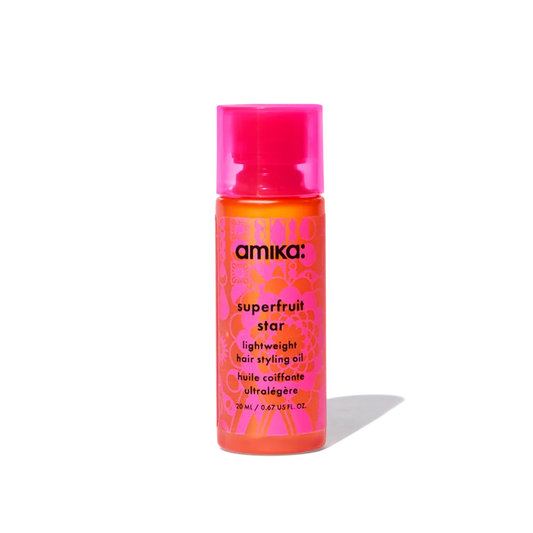 amika superfruit star 1.7 oz hair oil bottle with 450°F heat defense callout