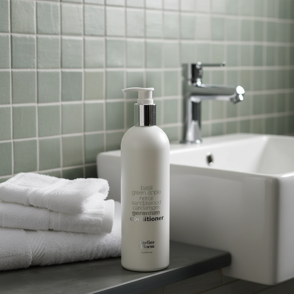 Atelier Bloem geranium conditioner 16oz Kimpton luxury hotel conditioner basil neroli sandalwood botanicals