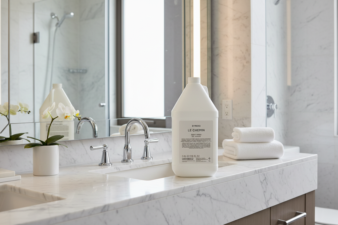 Byredo Le Chemin Body Wash with accurate scattered scent elements