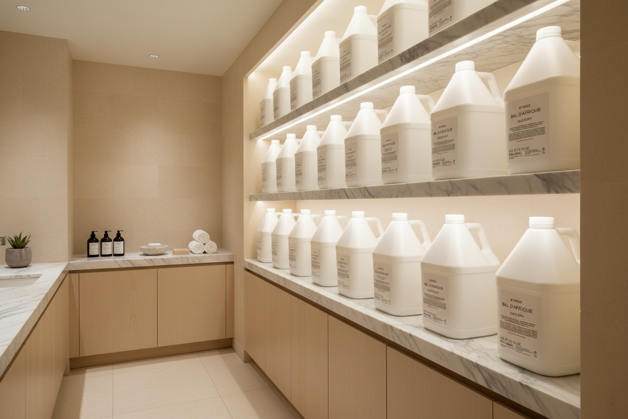 Byredo Bal d'Afrique Body Lotion refill jugs in luxury spa