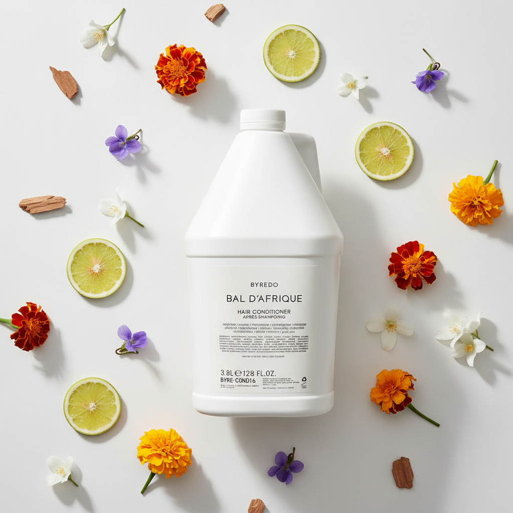 Byredo Bal d'Afrique Conditioner with randomly scattered scent elements
