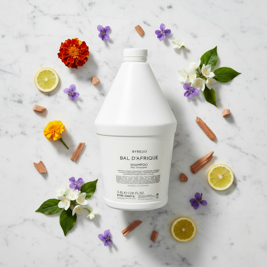 Byredo Bal d'Afrique gallon refill jug with scent elements