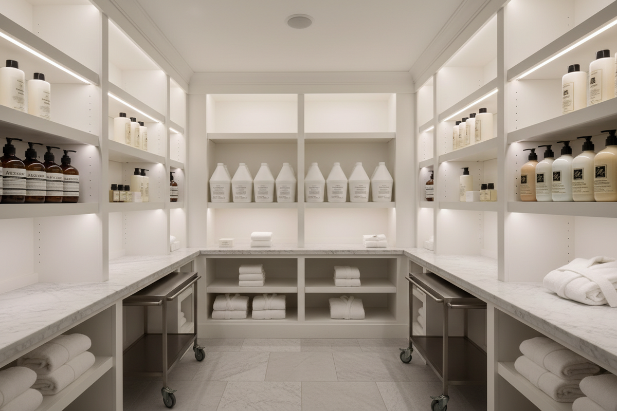 Byredo Bal d'Afrique refill jugs in luxury spa storage