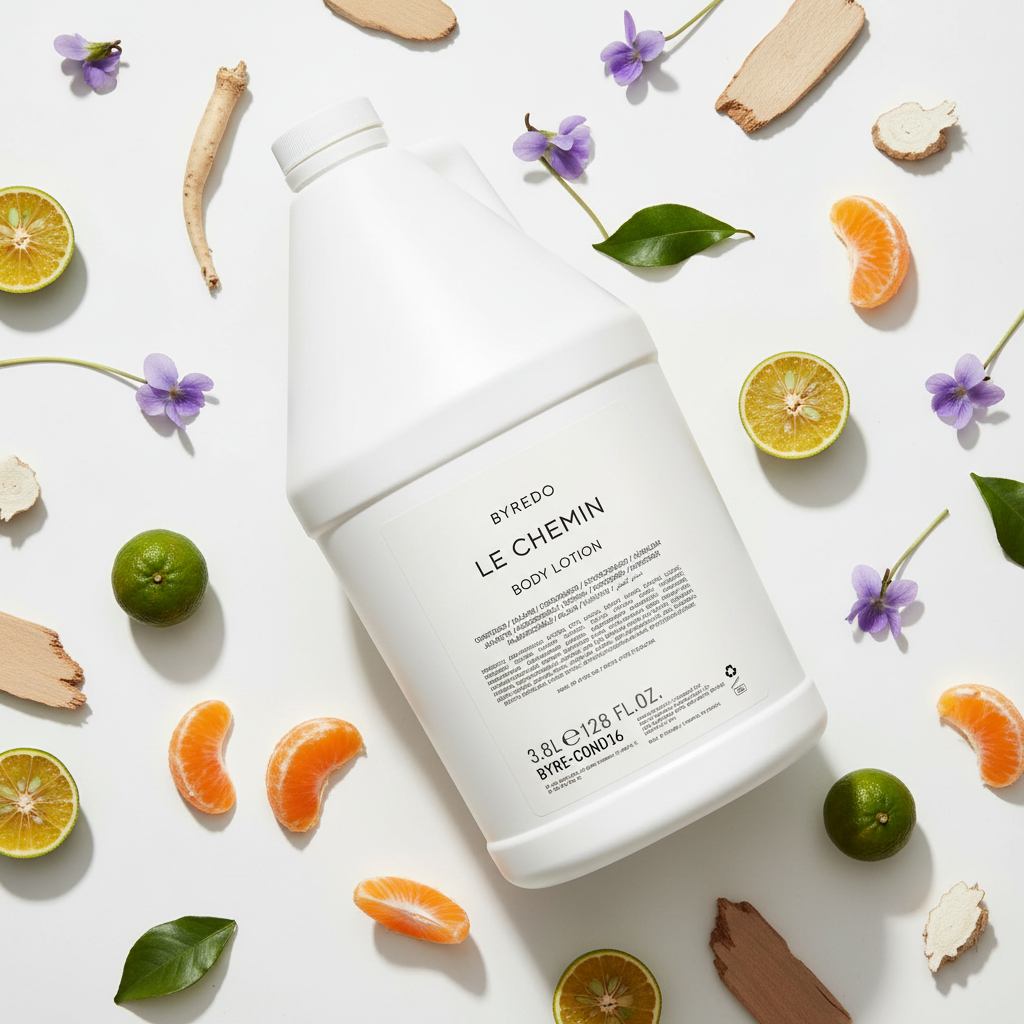 Byredo Le Chemin Body Lotion with accurate scattered scent elements