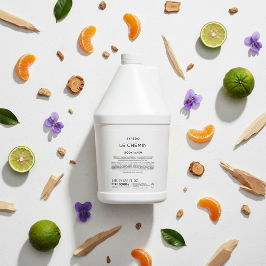 Byredo Le Chemin Body Wash with accurate scattered scent elements