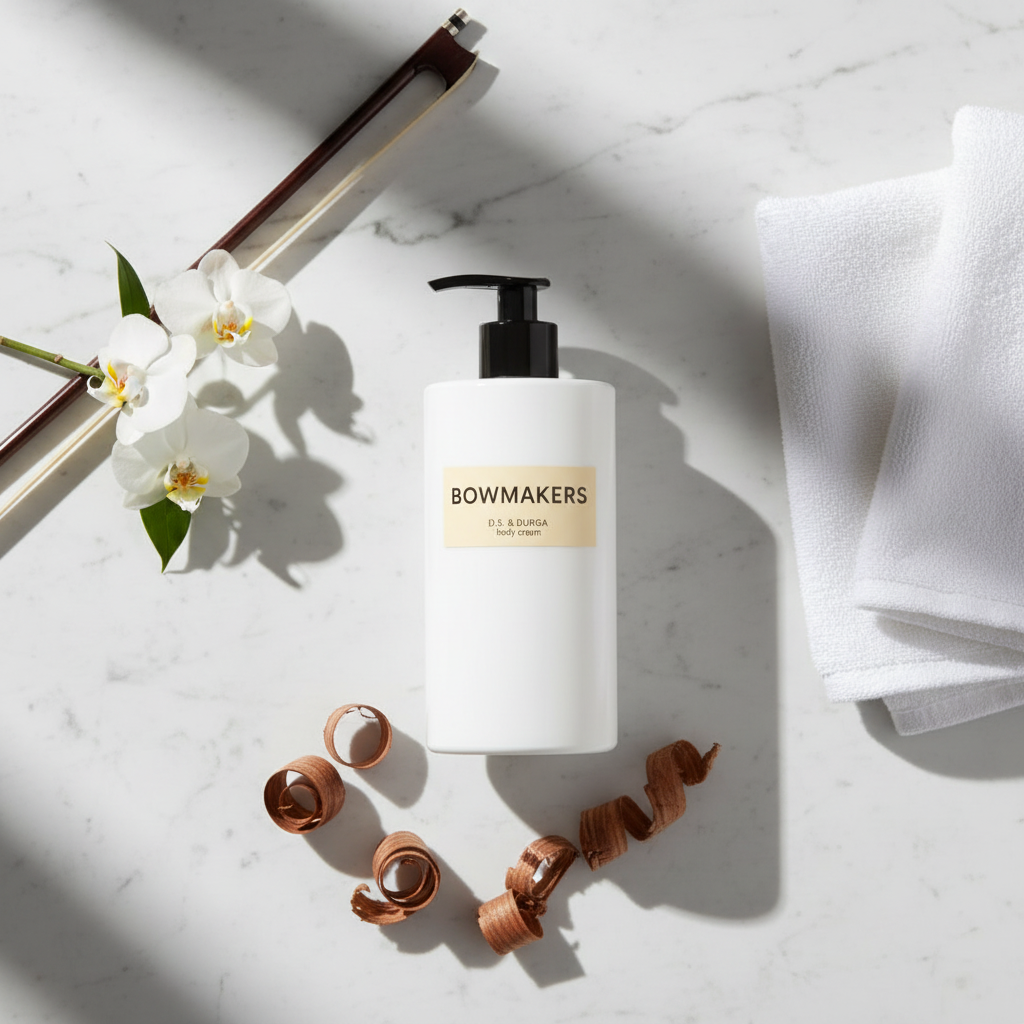 D.S. & Durga Bowmakers Body Cream - Flat Lay with Wood Elements