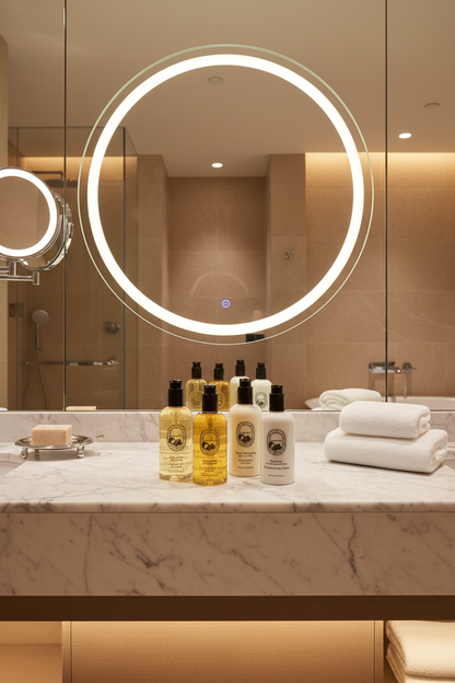 Diptyque Philosykos Complete Set displayed elegantly in a luxurious bathroom setting.