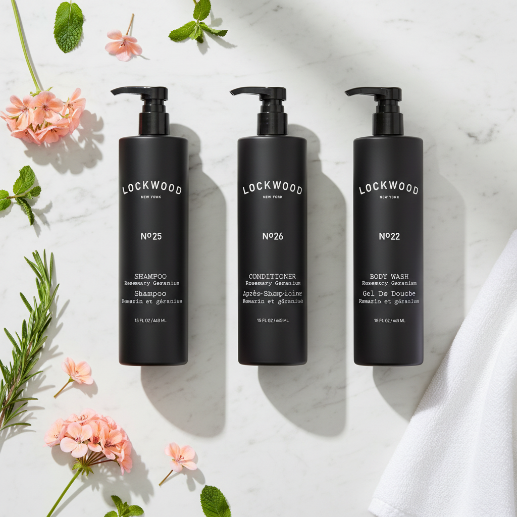 Flat Lay - All 3 Bottles with Scattered Ingredients