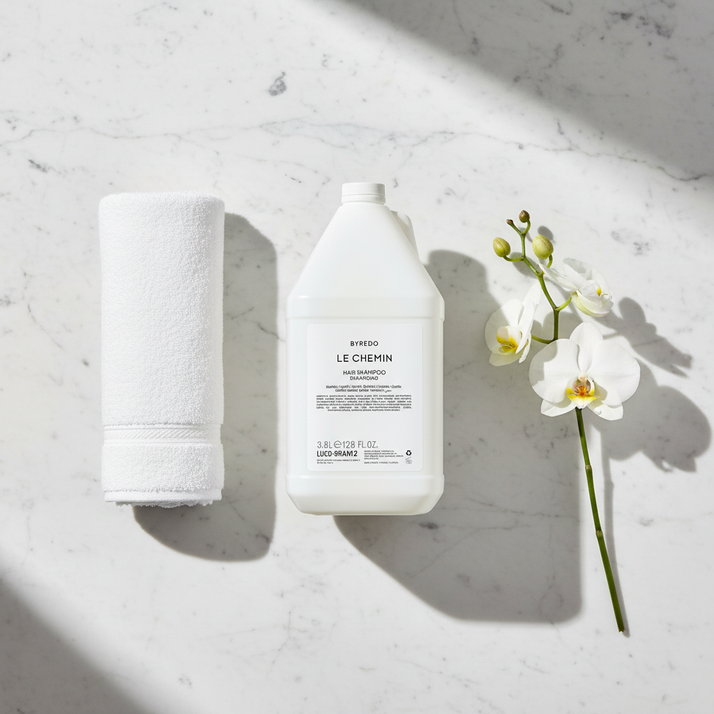 Byredo Le Chemin Shampoo with accurate scattered scent elements