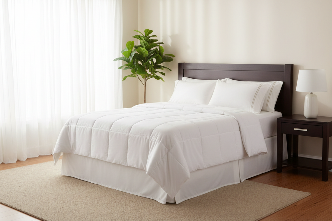 IHG Medium Weight Duvet Insert - King on a neatly made bed in a bright room with natural light.