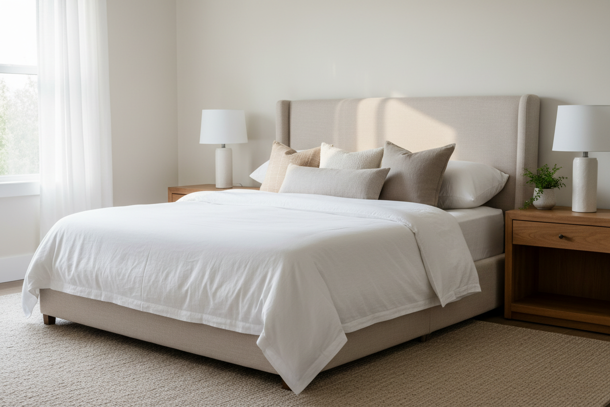 IHG Medium Weight Duvet Insert - King on a beautifully made bed in a modern bedroom setting.