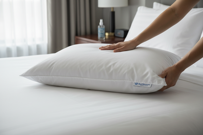 Hands placing pillow