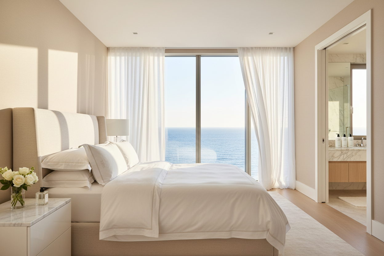 Coastal Luxury Home Bedroom & Spa Suite with Bundle Products