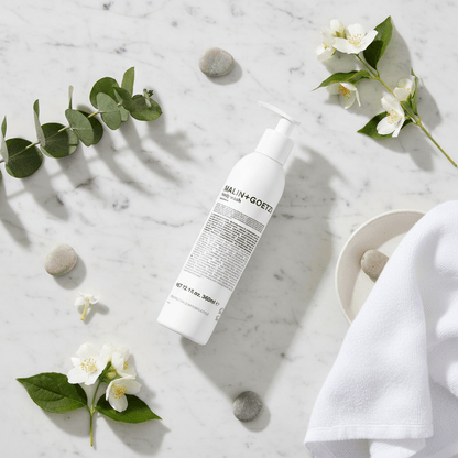 MALIN+GOETZ Body Wash flat lay with minimalist New York styling