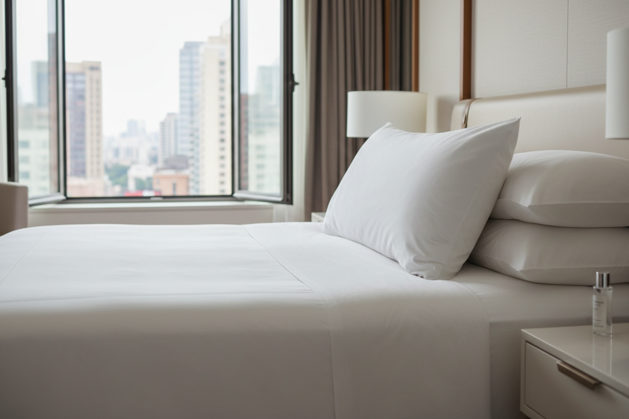 Temperloft Serenity Pillow in luxury boutique hotel room - premium hotel quality bedding