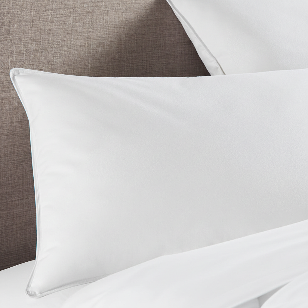 Close-up detail of Downlite Premium Down Halo Pillow premium cotton cover