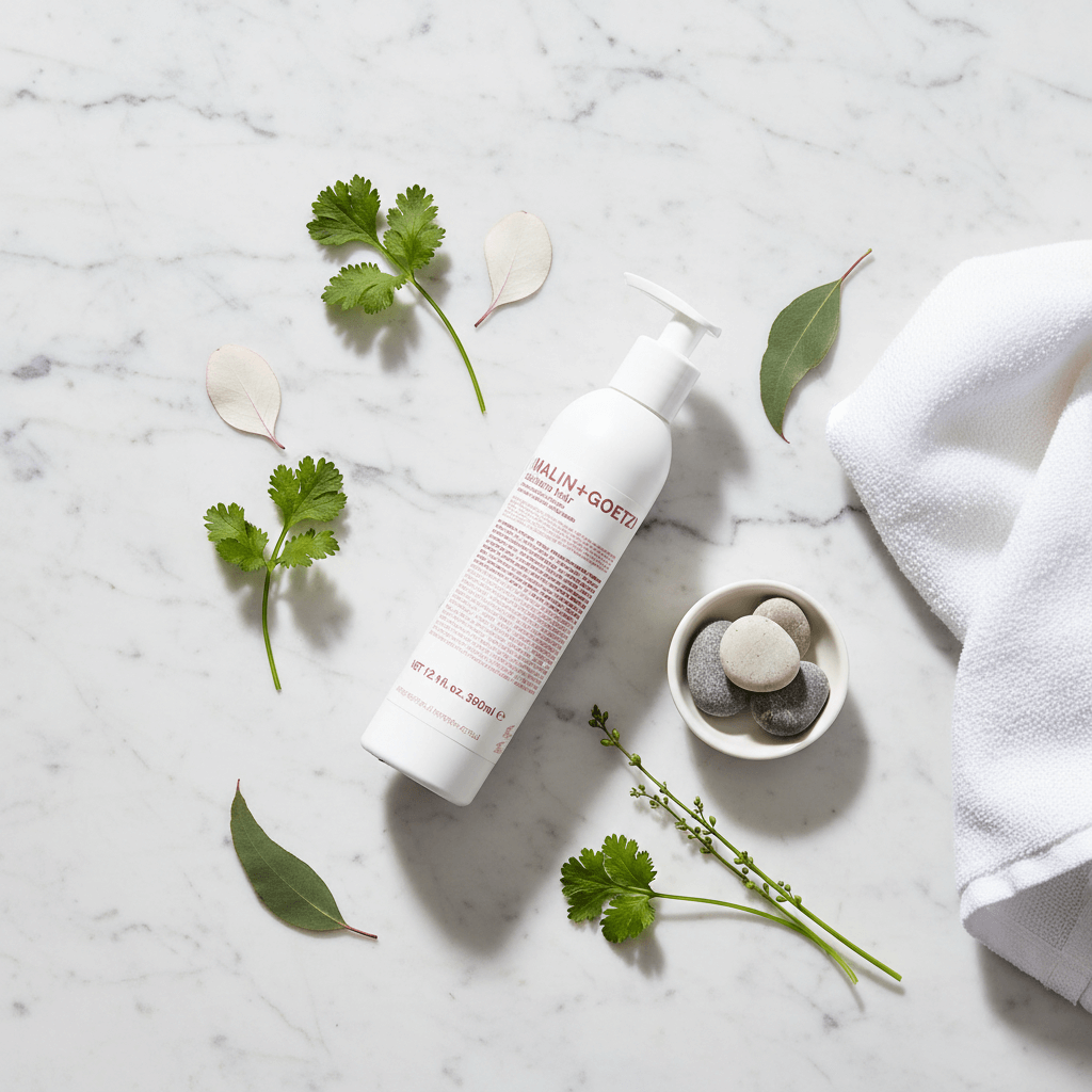 MALIN+GOETZ Conditioner flat lay with minimalist New York styling