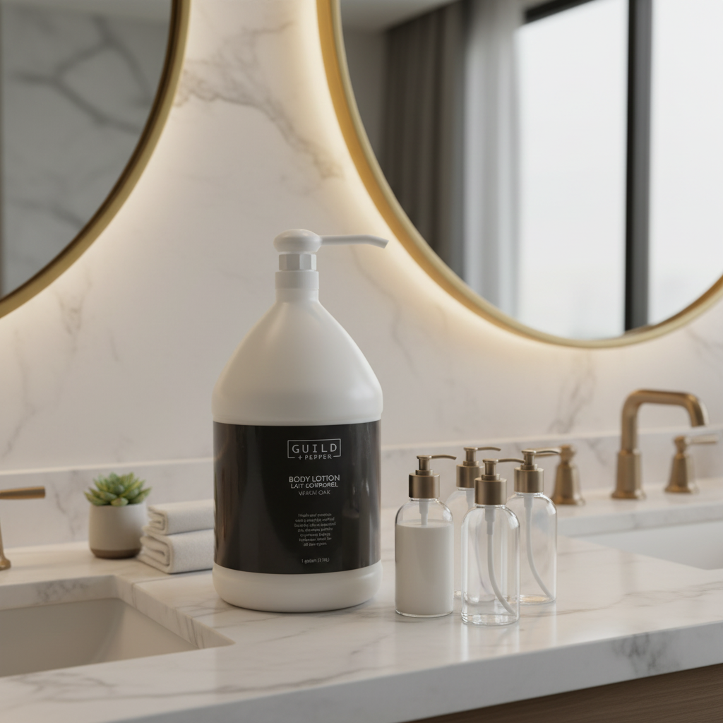 Guild+Pepper Body Lotion 1 Gallon refill station - sustainable hotel amenity refilling