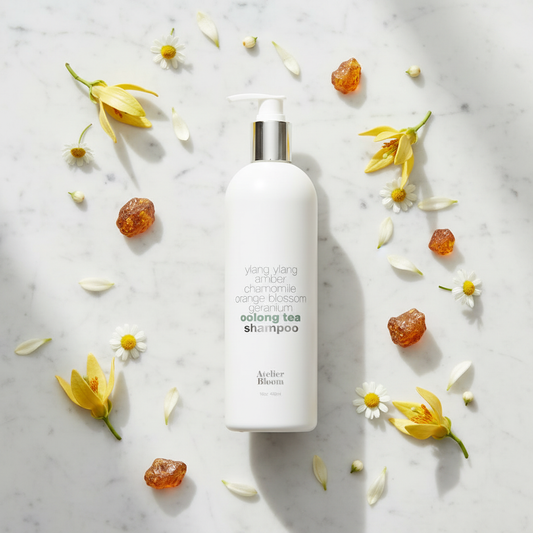 Atelier Bloem oolong tea shampoo 16oz Kimpton luxury hotel shampoo ylang ylang chamomile botanicals