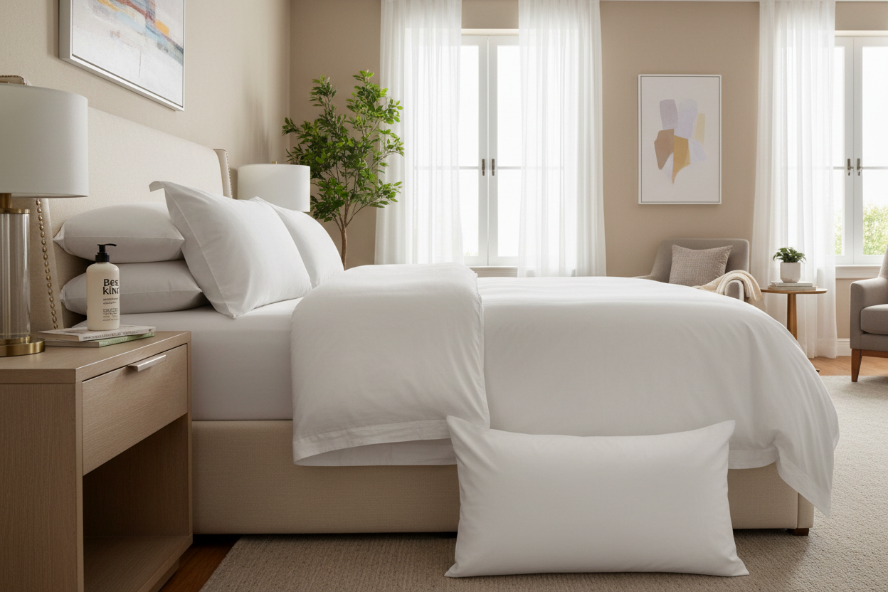 Dream Surrender Pillow in hotel-inspired home bedroom - bring hotel comfort home