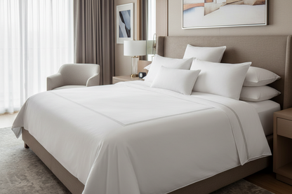 Downlite Premium Down Halo Pillow in luxury hotel bedroom