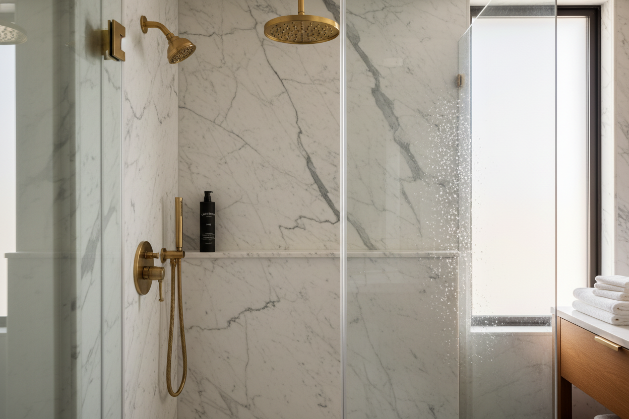 Lockwood New York Shampoo in ultra-luxury hotel walk-in shower