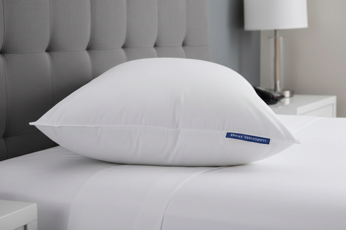 Best Western Victoria king pillow side view firm loft thickness quality 230TC cotton cover construction