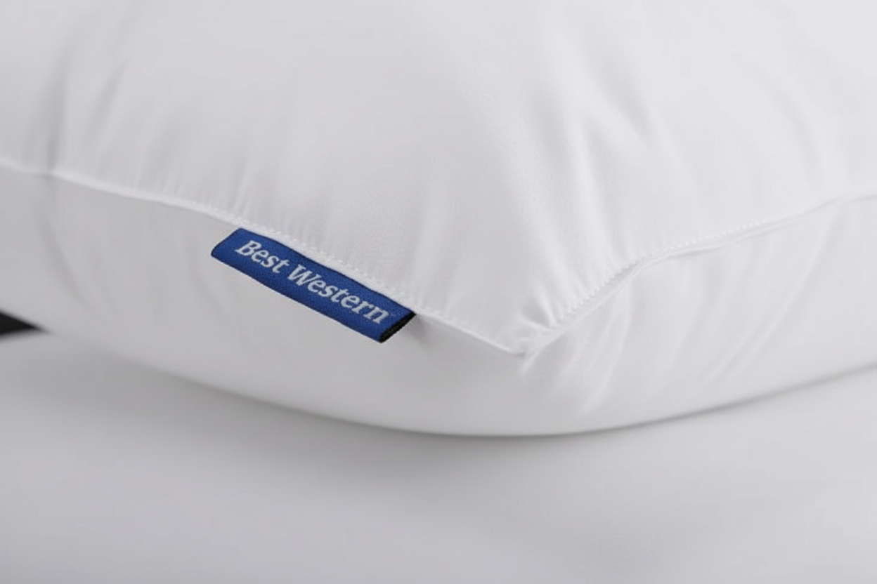 Best Western Victoria king pillow corner detail quality stitching piping craftsmanship white label