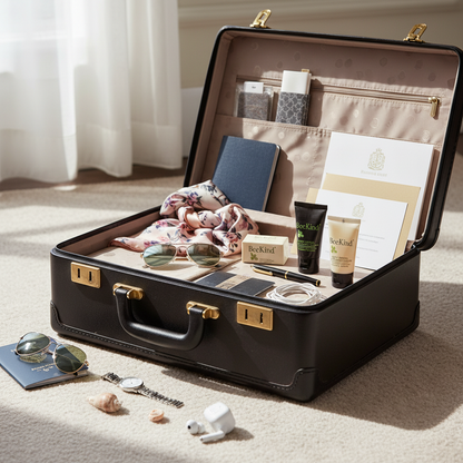 Bee Kind Body Lotion Travel Size with suitcase and travel essentials - perfect for travel