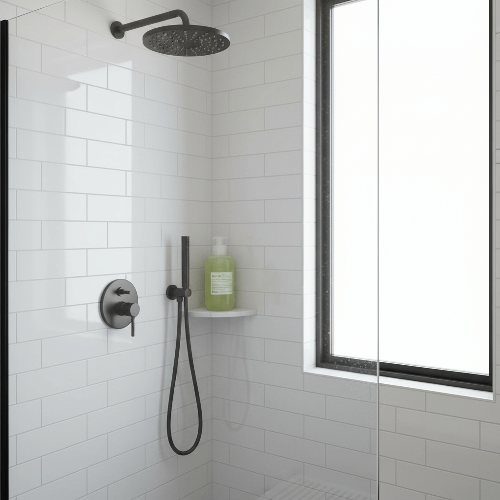 Davines MOMO Shampoo in modern luxury shower