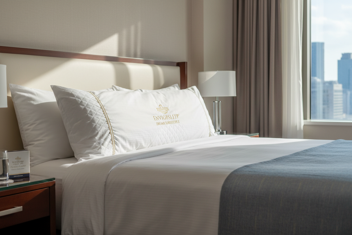 Dream Surrender II Pillow in luxury hotel room - Hilton and Marriott quality bedding
