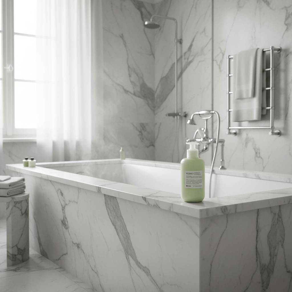 Davines MOMO Conditioner on luxury soaking tub