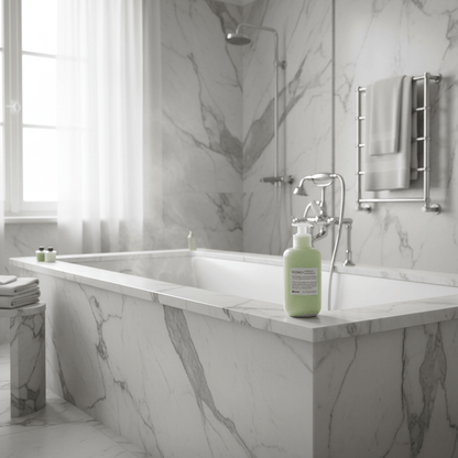 Davines MOMO Conditioner on luxury soaking tub