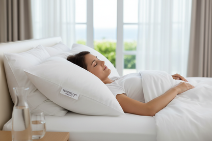 Back sleeper on Temperloft Serenity Pillow - proper support with down and down alternative blend
