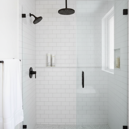 Paul Mitchell Conditioner in modern luxury shower with rainfall showerhead