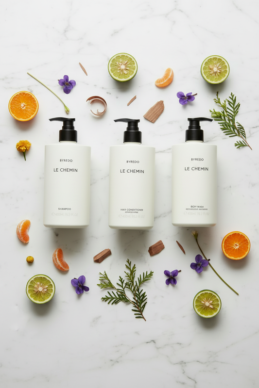 Le Chemin 3 Bottles Flat Lay