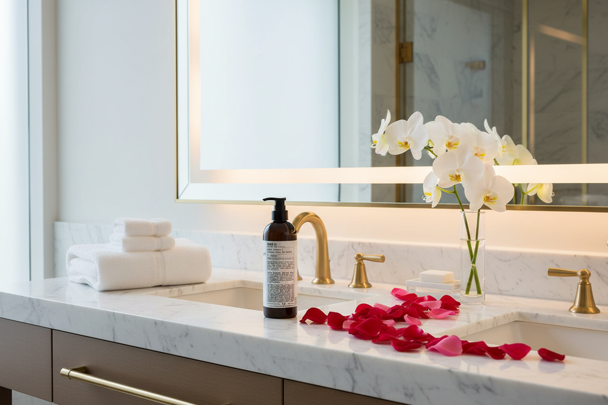 Luxury Bathroom Vanity with Roses